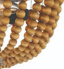 Brown And Black Wood Bead Three Light Flush Mount Ceiling Light