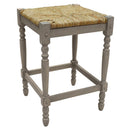 24" Natural And Gray Rush And Solid Wood Backless Counter Height Bar Chair