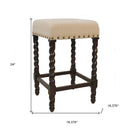 24" Cream And Espresso Fabric And Solid Wood Backless Counter Height Bar Chair