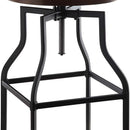 Chestnut And Black Solid Wood And Steel Backless Adjustable Height Swivel Bar Chair