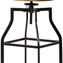 Chestnut And Black Solid Wood And Steel Backless Adjustable Height Swivel Bar Chair