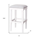 31" Light Gray And White Fabric And Solid Wood Backless Bar Height Bar Chair