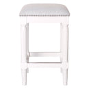 27" Gray And Antiqued White Fabric And Solid Wood Backless Counter Height Bar Chair