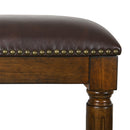 31" Brown And Dark Brown Fabric And Solid Wood Backless Bar Height Bar Chair