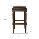 31" Brown And Dark Brown Fabric And Solid Wood Backless Bar Height Bar Chair
