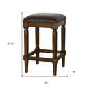27" Brown And Dark Brown Fabric And Solid Wood Backless Counter Height Bar Chair