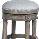 26" Gray Fabric And Solid Wood Backless Counter Height Swivel Bar Chair