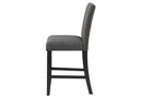 Set of Two 26" Gray And Black Fabric And Wood Counter Height Bar Chairs