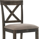 Set of Two 26" Tan And Dark Gray Linen And Solid Wood Counter Height Bar Chairs