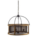 Black Caged Three Light Metal Dimmable Chandelier