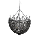Black Unique Statement Four Light Metal and Beads Dimmable Chandelier
