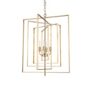 Antiqued Gold Geometric Four Light Metal Dimmable Chandelier
