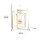 Antiqued Gold Geometric Four Light Metal Dimmable Chandelier