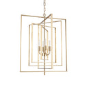 Antiqued Gold Geometric Four Light Metal Dimmable Chandelier