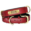 Leather Personalized Dog Collar Leash Custom Pet Name ID Collar Free Engraving