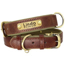 Leather Personalized Dog Collar Leash Custom Pet Name ID Collar Free Engraving