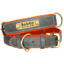 Leather Personalized Dog Collar Leash Custom Pet Name ID Collar Free Engraving