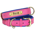 Leather Personalized Dog Collar Leash Custom Pet Name ID Collar Free Engraving