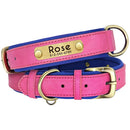 Leather Personalized Dog Collar Leash Custom Pet Name ID Collar Free Engraving