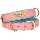 Leather Personalized Dog Collar Leash Custom Pet Name ID Collar Free Engraving
