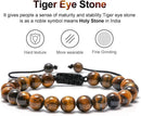 Mens Bracelet - Beaded Natural Stone 8Mm Tiger Eye Matte Agate Lava Rock Bracelets for Men Teen Boys Grandpa Dad Birthday Gifts Jewelry